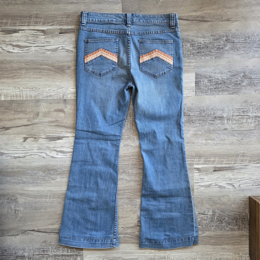 Free People Pintuck Flare Jeans With Pocket Detail Size 31